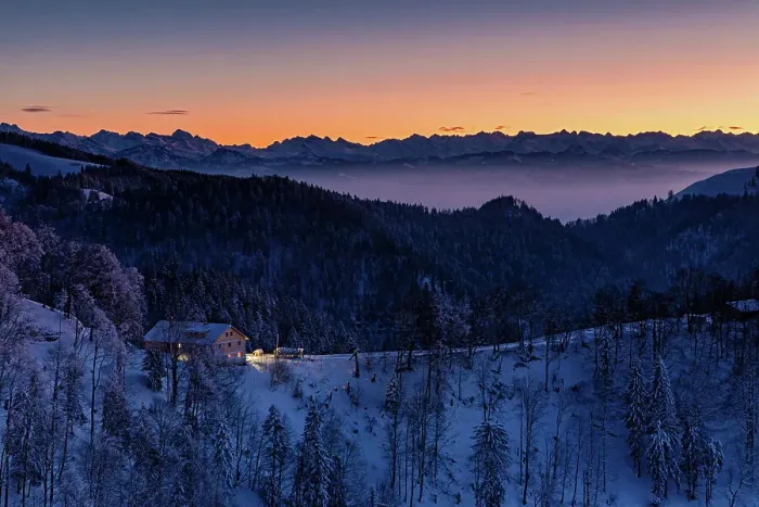 Framed Print : Switzerland, Canton Zurich, Tosstal, viewpoint, after sunset Framed Print : Switzerland, Canton Zurich, Tosstal, viewpoint, after sunset