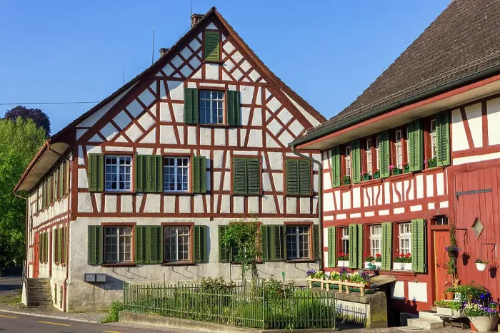 Framed Print : Switzerland, Canton Zurich, village, half-tinbered-house Framed Print : Switzerland, Canton Zurich, village, half-tinbered-house