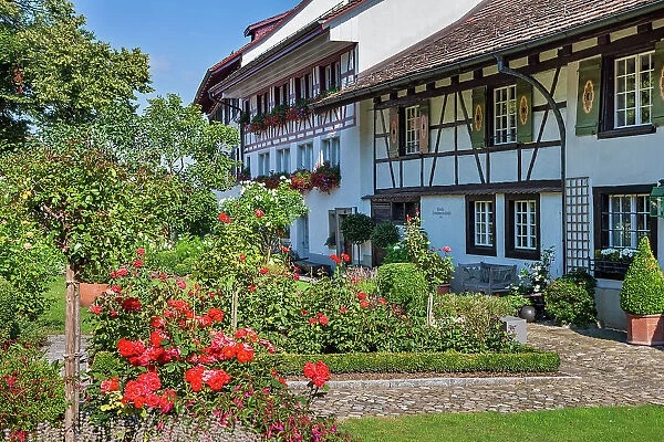 Switzerland, Canton Zurich, village, half-tinbered-house