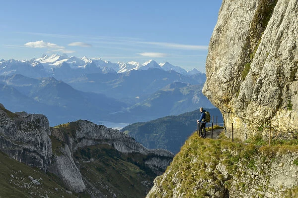 Switzerland, Lucerne, Mount Pilatus looking towards the Bernese Alps MR