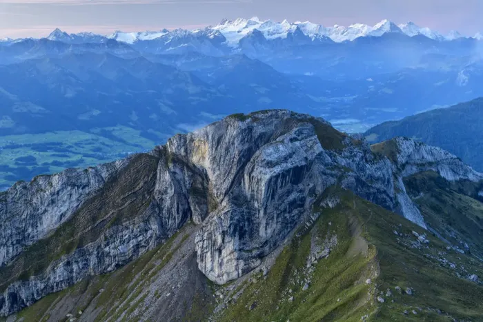 Framed Print : Switzerland, Lucerne, Mount Pilatus looking towards the Bernese Alps