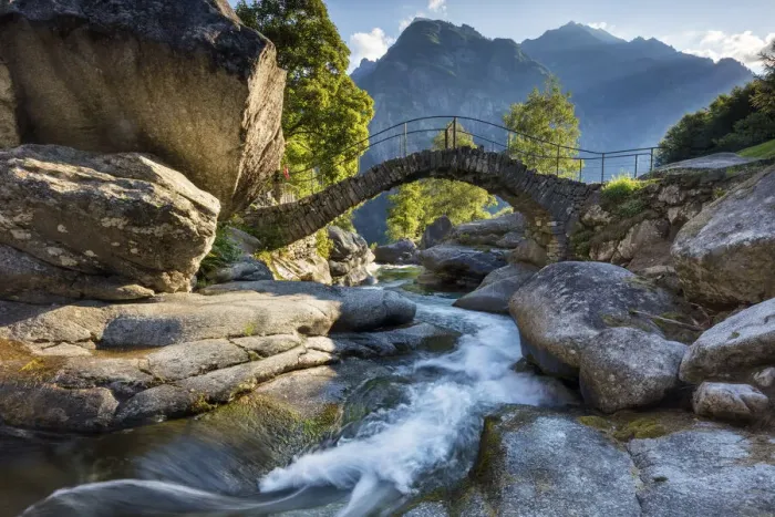 Framed Print : Switzerland, Ticino Canton, Val Calnegia, bridge near the village of Puntid Framed Print : Switzerland, Ticino Canton, Val Calnegia, bridge near the village of Puntid