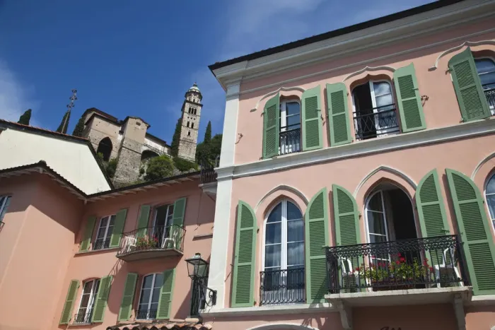 Framed Print : Switzerland, Ticino, Lake Lugano, Morcote, lakefront buildings and Chiesa Santa Maria Framed Print : Switzerland, Ticino, Lake Lugano, Morcote, lakefront buildings and Chiesa Santa Maria