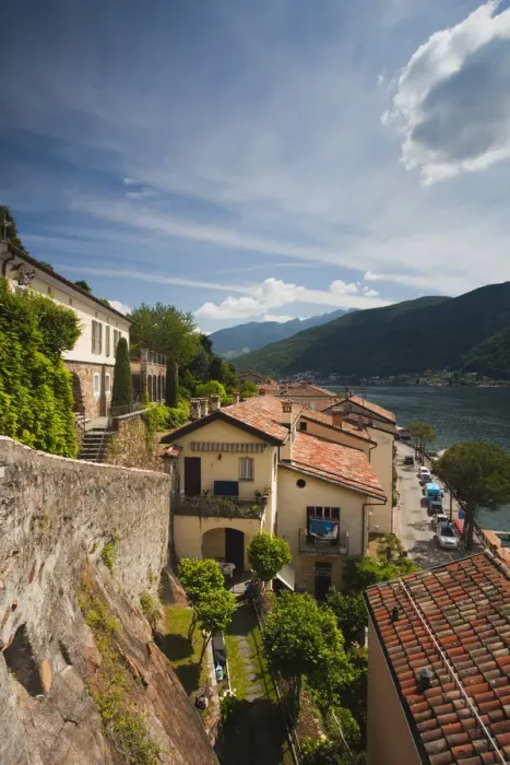 Framed Print : Switzerland, Ticino, Lake Lugano, Morcote, high angle town view Framed Print : Switzerland, Ticino, Lake Lugano, Morcote, high angle town view