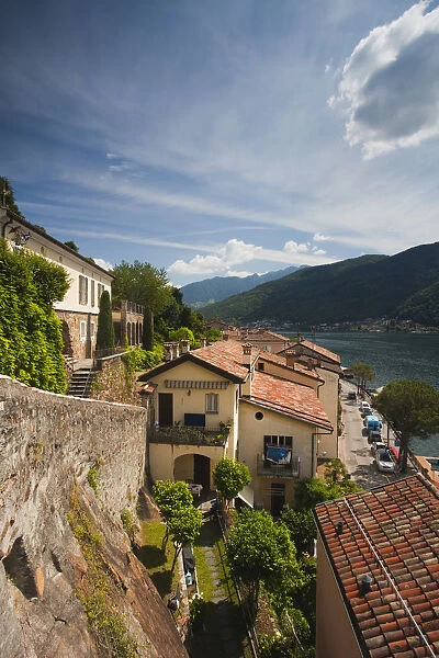 Switzerland, Ticino, Lake Lugano, Morcote, high angle town view