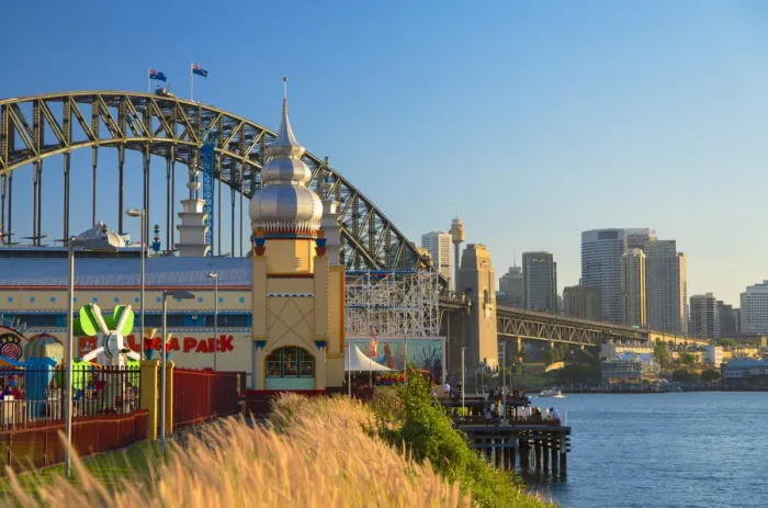 Framed Print : Sydney Harbour Bridge and Luna Park from Lavender Bay, Sydney, New South Wales, Australia