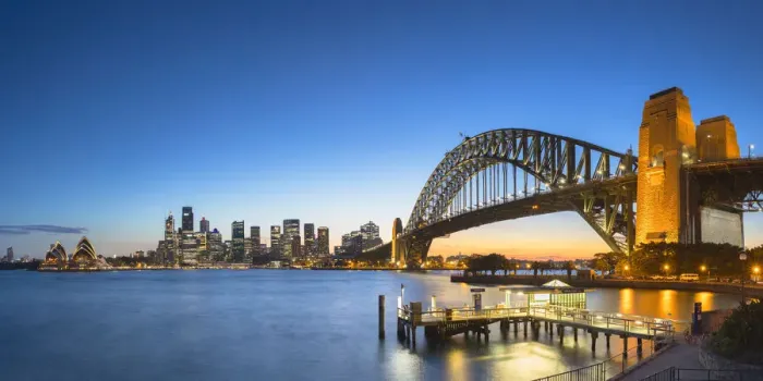 Framed Print : Sydney Harbour Bridge and skyline at sunset, Sydney, New South Wales, Australia Framed Print : Sydney Harbour Bridge and skyline at sunset, Sydney, New South Wales, Australia
