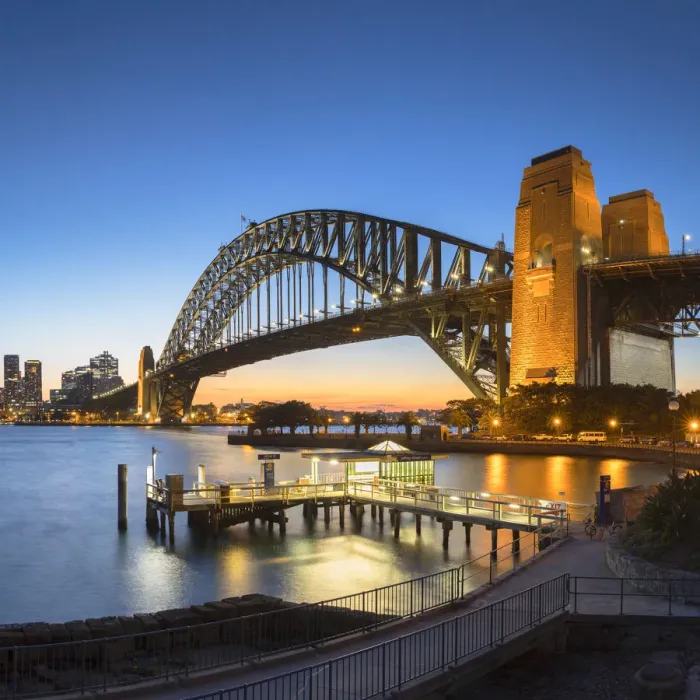Framed Print : Sydney Harbour Bridge and skyline at sunset, Sydney, New South Wales, Australia Framed Print : Sydney Harbour Bridge and skyline at sunset, Sydney, New South Wales, Australia