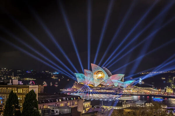 Sydney Opera House illuminated with lasers and projections during Vivid Sydney festival