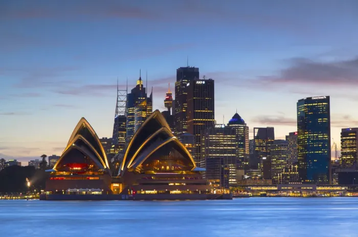 Framed Print : Sydney Opera House and skyline at sunset, Sydney, New South Wales, Australia Framed Print : Sydney Opera House and skyline at sunset, Sydney, New South Wales, Australia