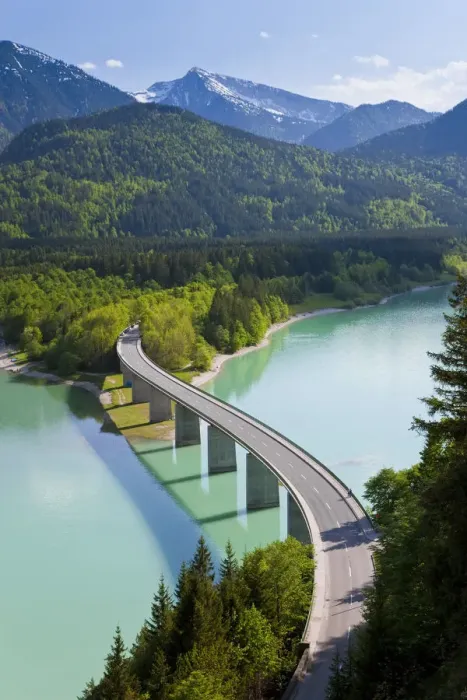 Framed Print : Sylvenstein Lake and Bridge, Bavarian Alps, Bavaria, Germany Framed Print : Sylvenstein Lake and Bridge, Bavarian Alps, Bavaria, Germany