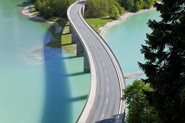 Sylvenstein Lake and Bridge, Bavarian Alps, Bavaria, Germany