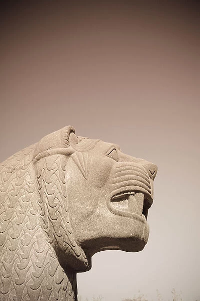 Syria, Aleppo, The 8th BC Century Hittite temple of Ain Dara, Lion Carving