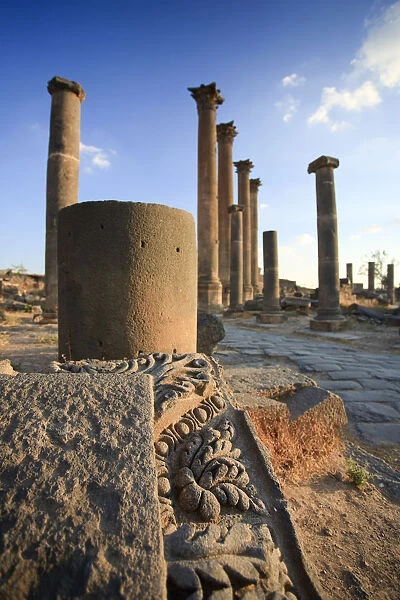 Syria, Bosra, ruins of the ancient Roman town (a UNESCO site), ruins of Decumanus
