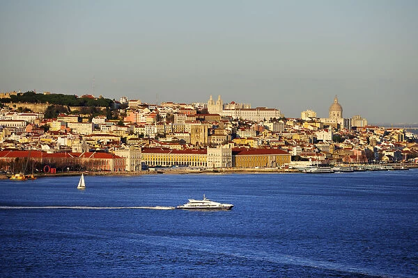 The Tagus river (rio Tejo) and the historical center of Lisbon, capital of Portugal