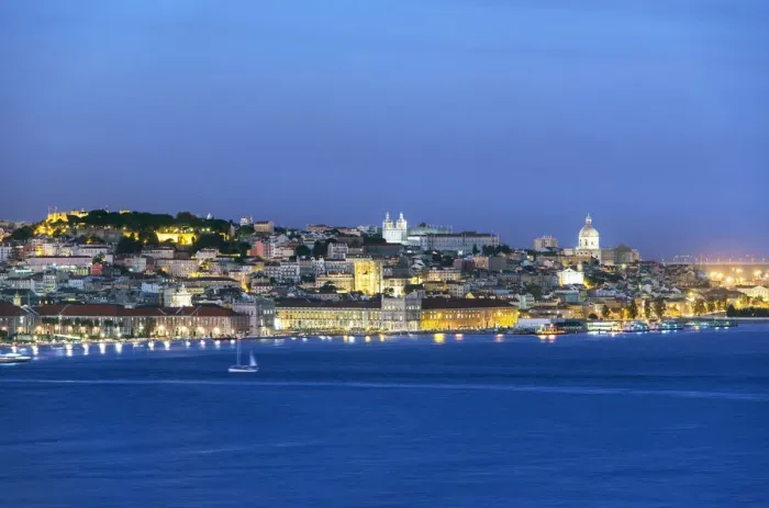 Framed Print : The Tagus river (Tejo river) and the historic centre of Lisbon at twilight. Portugal Framed Print : The Tagus river (Tejo river) and the historic centre of Lisbon at twilight. Portugal