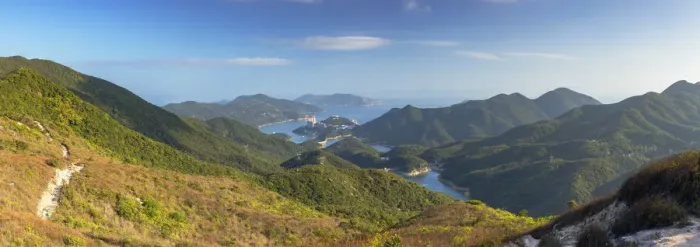 Framed Print : Tai Tam Reservoir and hiking trail on Hong Kong Island, Hong Kong