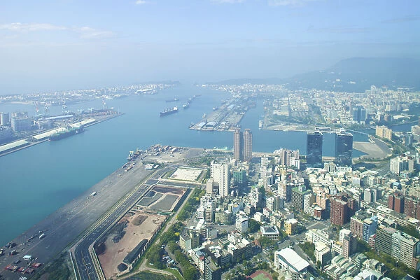 Taiwan, Kaohsiung, View of harbour and city