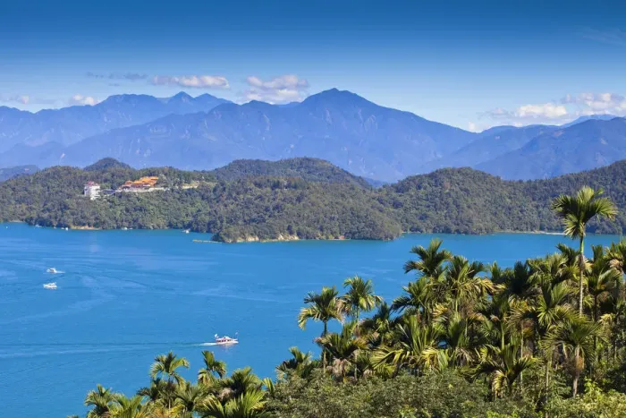 Framed Print : Taiwan, Nantou, Sun Moon Lake, View of lake looking towards Wenwu Temple Framed Print : Taiwan, Nantou, Sun Moon Lake, View of lake looking towards Wenwu Temple