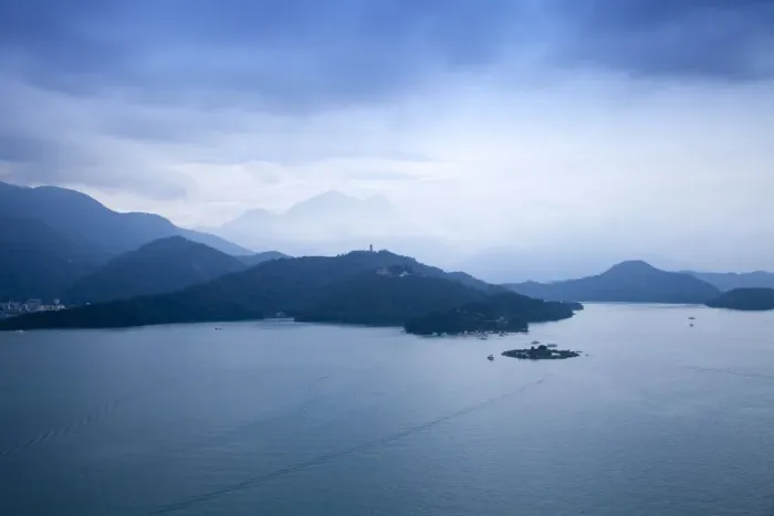 Framed Print : Taiwan, Nantou, View of Sun Moon Lake from Hanbi Peninsula
