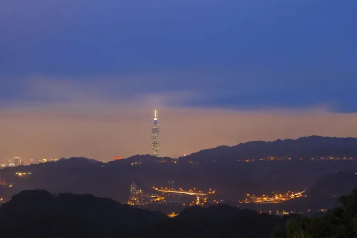Framed Print : Taiwan, Taipei, The hills of Maokong and Taipei 101 Framed Print : Taiwan, Taipei, The hills of Maokong and Taipei 101