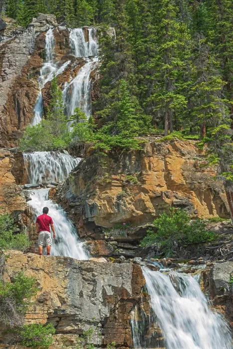 Framed Print : Tangle Creek flows down at Tangle Creek Falls. Icefields Parkway. Jasper National Park, Alberta, Canada Framed Print : Tangle Creek flows down at Tangle Creek Falls. Icefields Parkway. Jasper National Park, Alberta, Canada