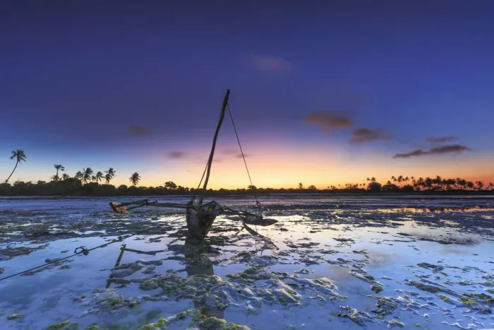 Framed Print : Tanzania. Zanzibar, Jambiani Beach, Dhow (traditional imbarcation) exposed at low tide Framed Print : Tanzania. Zanzibar, Jambiani Beach, Dhow (traditional imbarcation) exposed at low tide