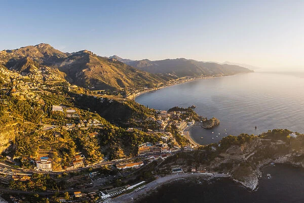 Taormina, Sicily, Italy. Coastal aerial landscape