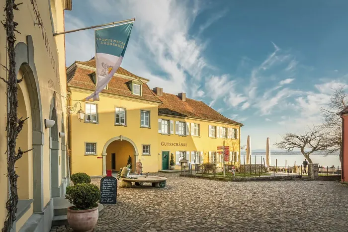 Framed Print : Tavern in the old town of Meersburg overlooking Lake Constance, Baden-Wurttemberg, Germany Framed Print : Tavern in the old town of Meersburg overlooking Lake Constance, Baden-Wurttemberg, Germany