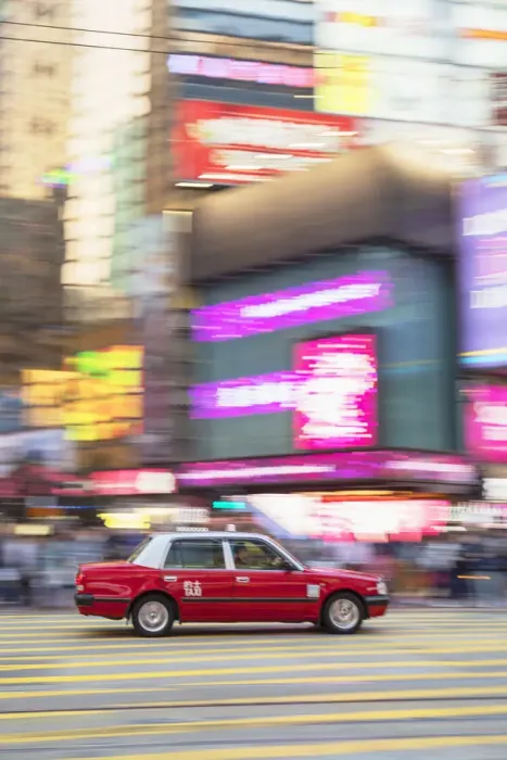 Framed Print : Taxi passing along Hennessy Road, Causeway Bay, Hong Kong Island, Hong Kong Framed Print : Taxi passing along Hennessy Road, Causeway Bay, Hong Kong Island, Hong Kong