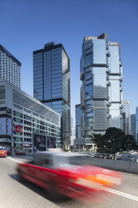 Framed Print : Taxi passing along street, Admiralty, Hong Kong Island, Hong Kong