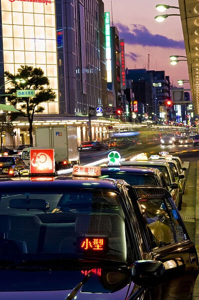 Taxi Rank on Shijo-Dori, Kyoto City Centre, Japan