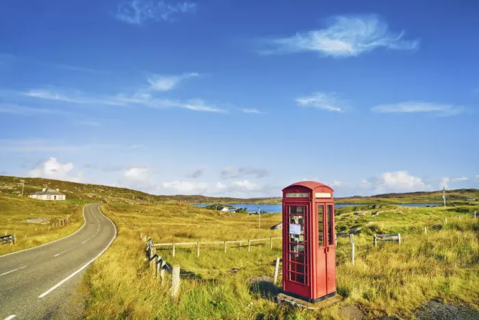 Framed Print : Telephone box on Farmland - United Kingdom, Scotland, Outer Hebrides, Great Bernera Framed Print : Telephone box on Farmland - United Kingdom, Scotland, Outer Hebrides, Great Bernera