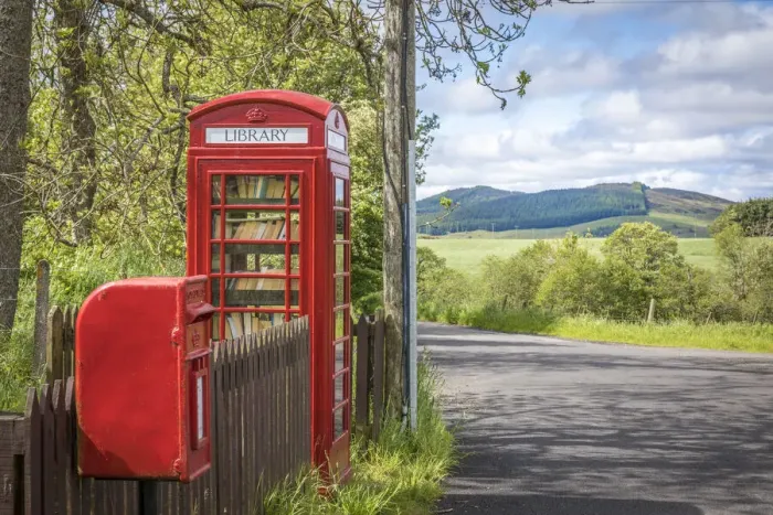 Framed Print : Telephone box redesigned as a library at Blacklunans, Blairgowrie, Perth and Kinross Framed Print : Telephone box redesigned as a library at Blacklunans, Blairgowrie, Perth and Kinross