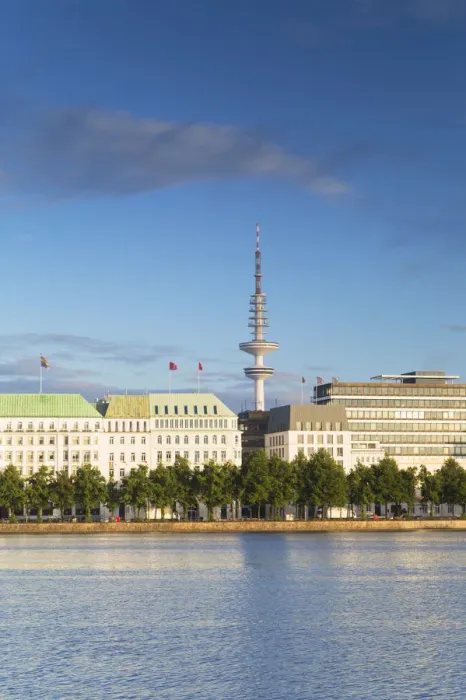 Framed Print : Television Tower and Binnenalster Lake, Hamburg, Germany Framed Print : Television Tower and Binnenalster Lake, Hamburg, Germany