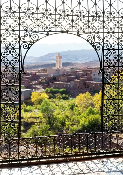 Framed Print : Telouet village from a window at the abandoned Glaoui Telouet Kasbah, Atlas Mountains, Morocco Framed Print : Telouet village from a window at the abandoned Glaoui Telouet Kasbah, Atlas Mountains, Morocco
