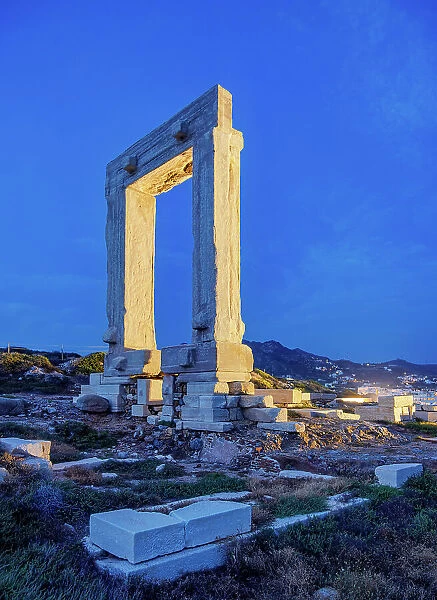 Temple of Apollo at dusk, Chora, Naxos City, Naxos Island, Cyclades, Greece