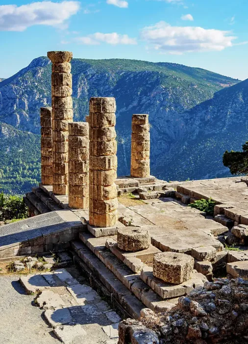 Framed Print : The Temple of Apollo, elevated view, Delphi, Phocis, Greece Framed Print : The Temple of Apollo, elevated view, Delphi, Phocis, Greece