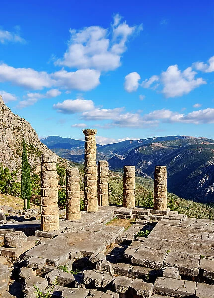 The Temple of Apollo, elevated view, Delphi, Phocis, Greece