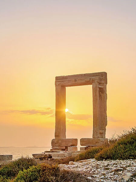 Temple of Apollo at sunset, Chora, Naxos City, Naxos Island, Cyclades, Greece