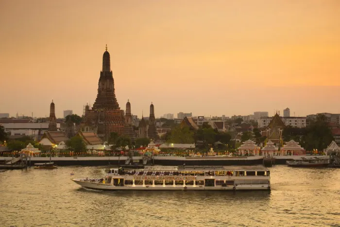 Framed Print : Temple of Dawn (Wat Arun) and Bangkok, Thailand