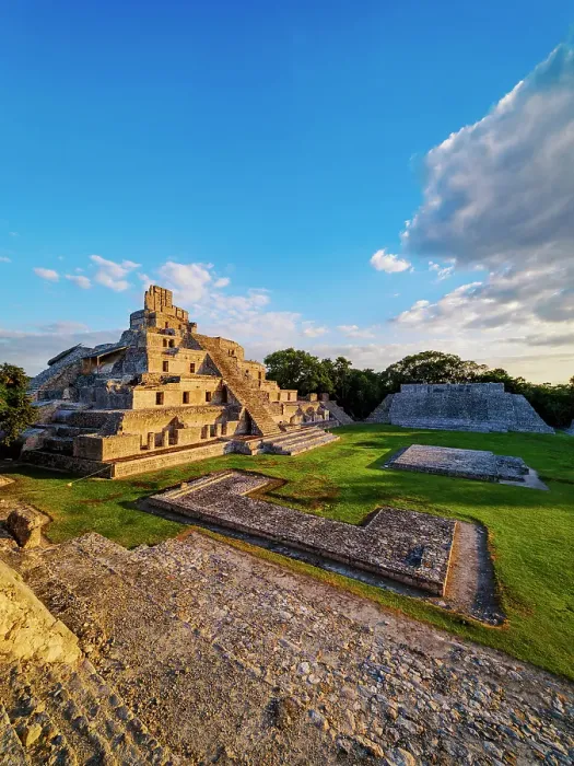 Framed Print : Temple of Five Floors at sunset, Great Acropolis, Edzna Archaeological Site, Campeche State, Mexico Framed Print : Temple of Five Floors at sunset, Great Acropolis, Edzna Archaeological Site, Campeche State, Mexico