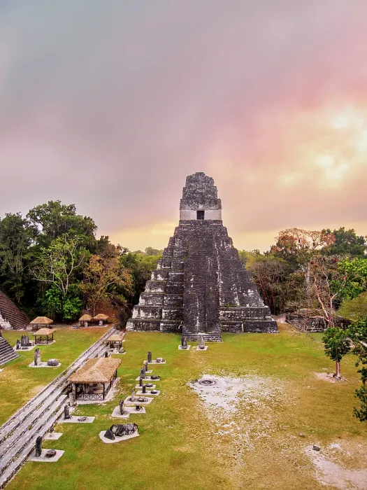 Framed Print : Temple I or Temple of the Great Jaguar at sunrise, elevated view, Great Plaza, Tikal, Peten Department, Guatemala Framed Print : Temple I or Temple of the Great Jaguar at sunrise, elevated view, Great Plaza, Tikal, Peten Department, Guatemala
