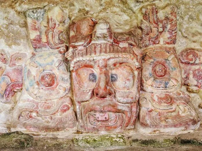 Framed Print : Temple of the Masks, detailed view, Edzna Archaeological Site, Campeche State, Mexico