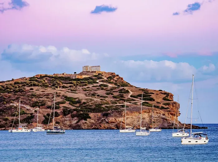 Framed Print : Temple of Poseidon at dusk, Cape Sounion, Attica, Greece Framed Print : Temple of Poseidon at dusk, Cape Sounion, Attica, Greece