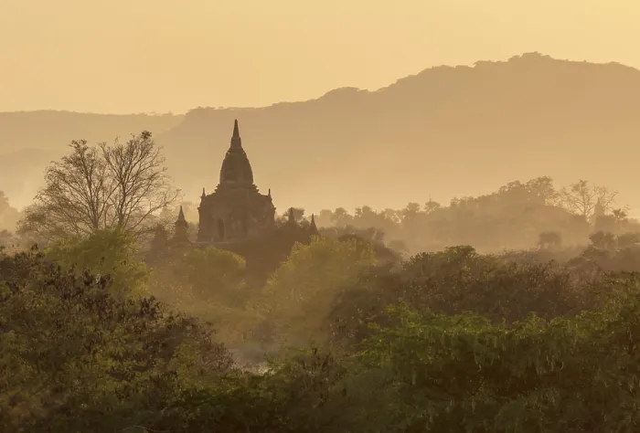 Framed Print : Temple among trees and undergrowth at sunset, Bagan (UNESCO World Heritage Site), Mandalay region, Myanmar (Burma), Asia Framed Print : Temple among trees and undergrowth at sunset, Bagan (UNESCO World Heritage Site), Mandalay region, Myanmar (Burma), Asia