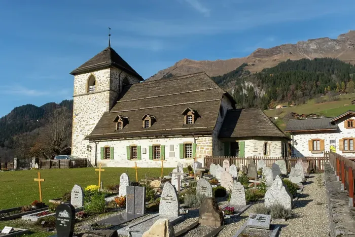 Framed Print : Temple de Vers-l'Eglise, Vers-l'Eglise (near Les Diablerets), Vaud, Switzerland Framed Print : Temple de Vers-l'Eglise, Vers-l'Eglise (near Les Diablerets), Vaud, Switzerland