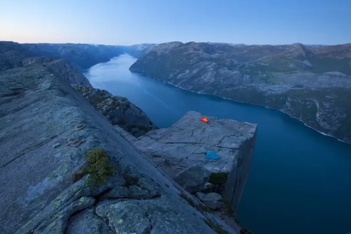 Framed Print : Tent on top of Preikestolen (Pulpit Rock), Norway Framed Print : Tent on top of Preikestolen (Pulpit Rock), Norway