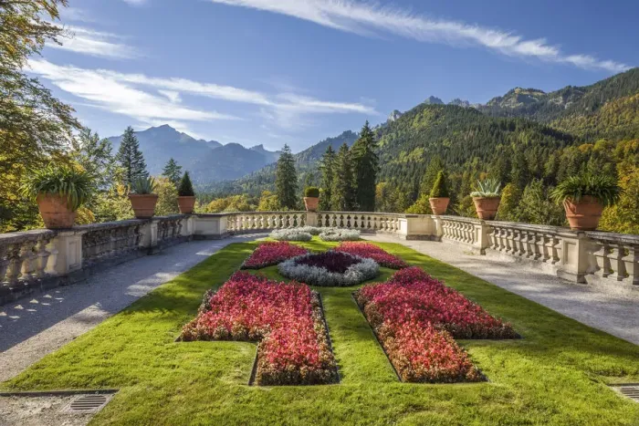 Framed Print : Terrace gardens of Linderhof Palace, Ettal, Allgaeu, Bavaria, Germany Framed Print : Terrace gardens of Linderhof Palace, Ettal, Allgaeu, Bavaria, Germany