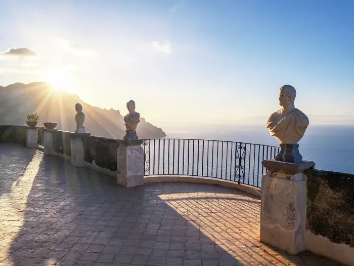 Framed Print : Terrace of Infinity, Marble Busts Villa Cimbrone Ravello, Amalfi Coast, Campania, Italy